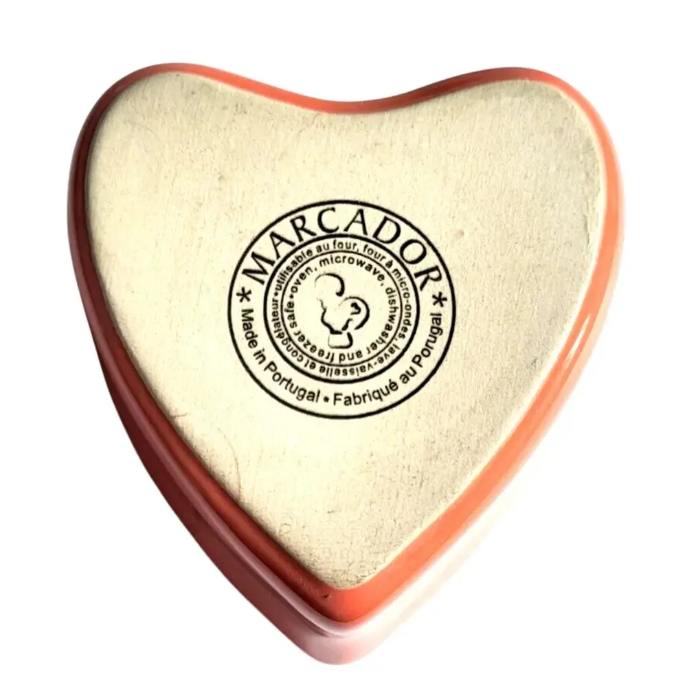Coral Pink Ceramic Heart Ramekin MARCADOR Portugal 4.5x4x2